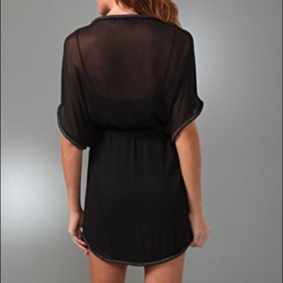 NWOT DVF 💯silk black dress with beaded trim - Picture 3 of 8